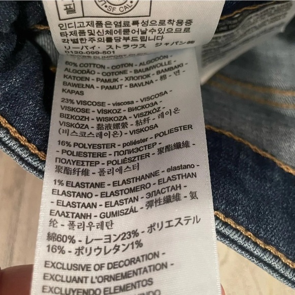 Levis Womens 721 High Rise Skinny Lightly Distressed Jeans- Dark Wash size 26 - Picture 7 of 7